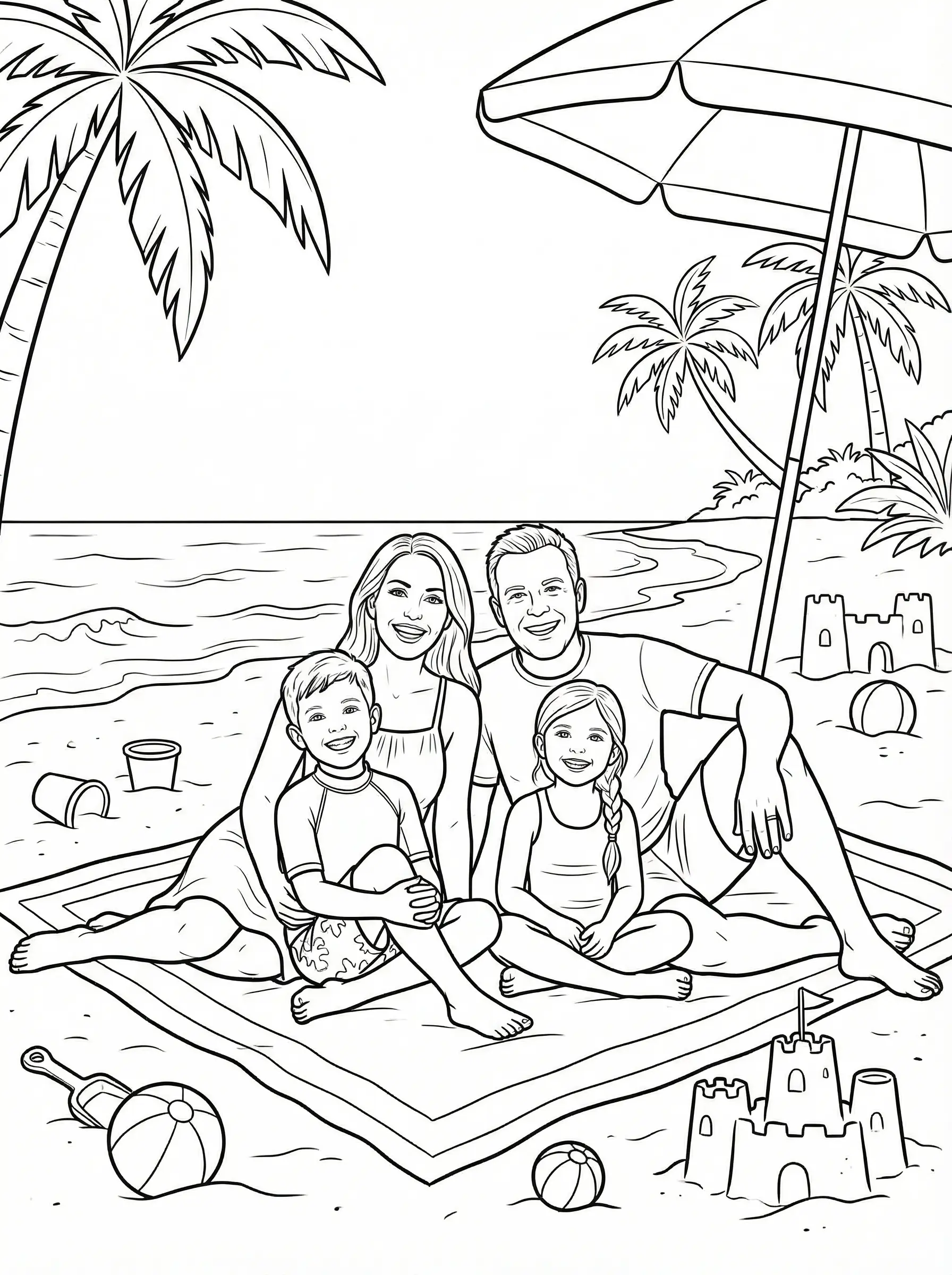 At the beach - coloring page