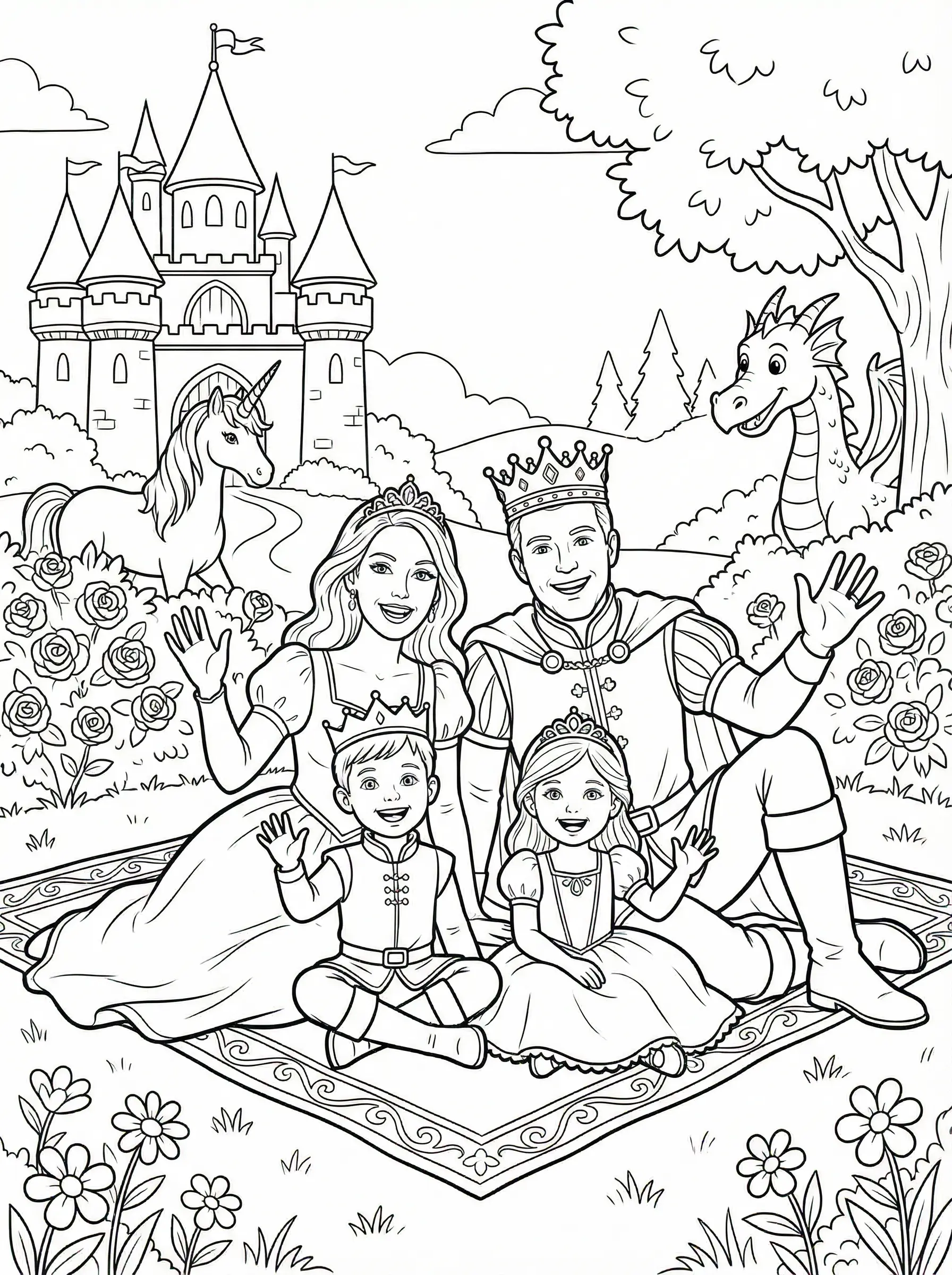 In a magical castle - coloring page